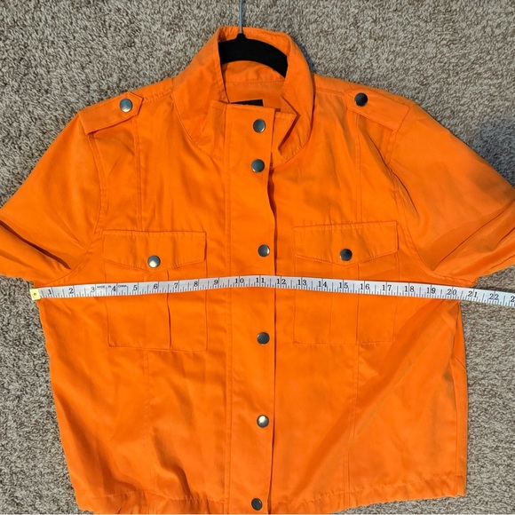 Orange Button front Drawstring Women's Jacket - Picture 12 of 13